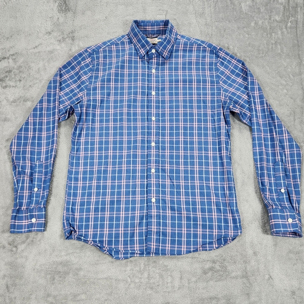 Faherty Brand Shirt Mens Medium Blue‎ Plaid Long Sleeve Button Down Stretch